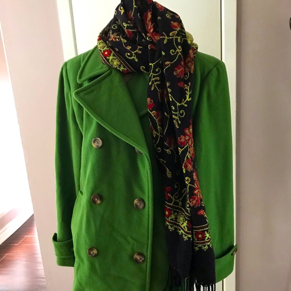 Pea Coat - grass green, scarf included